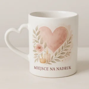 Kubek z uchem w kształcie serc